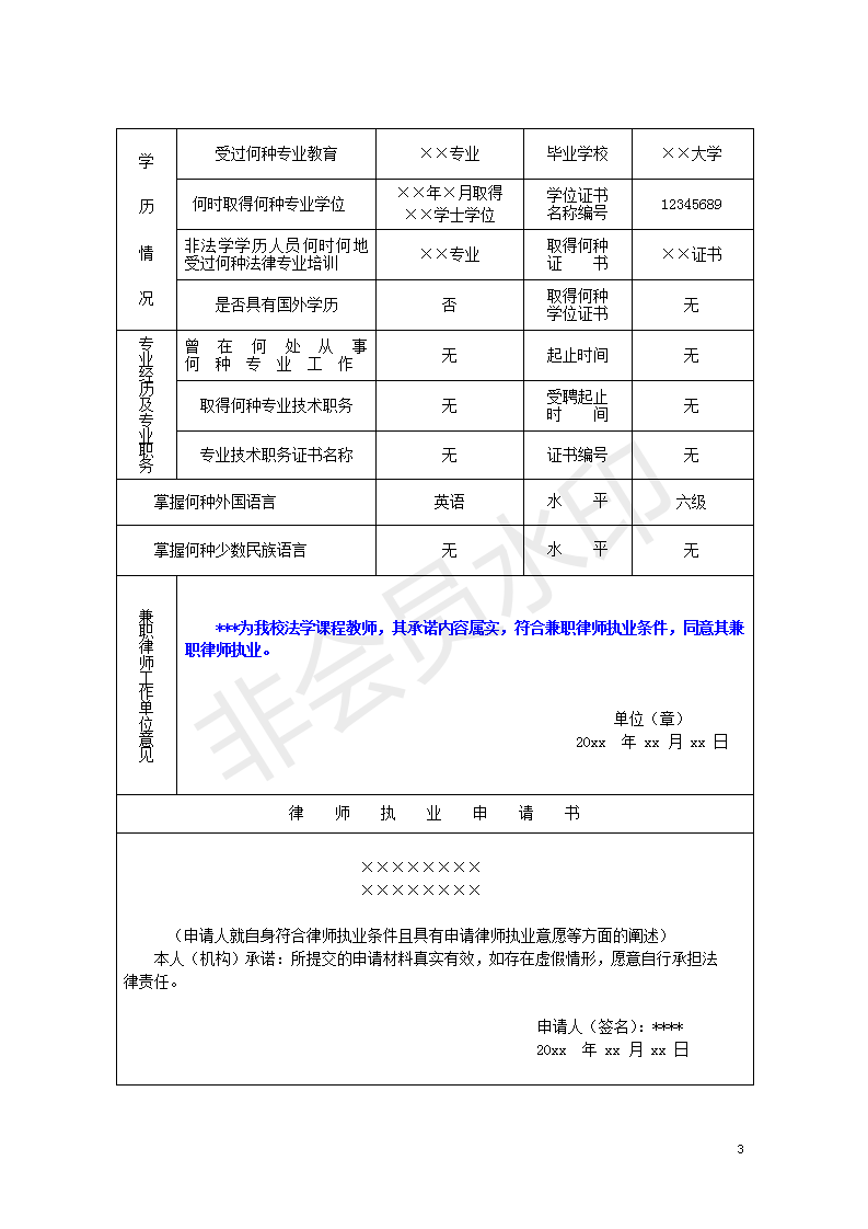 首次申領(lǐng)專兼職律師執(zhí)業(yè)申請(qǐng)登記表(樣表)_03